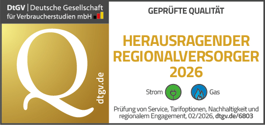 DtGV Siegel Herausragend Regionalversorger Strom+Gas quer 190x90m, Stadtwerke Neustadt in Holstein