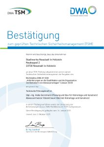 TSM Zertifikat Abwasser