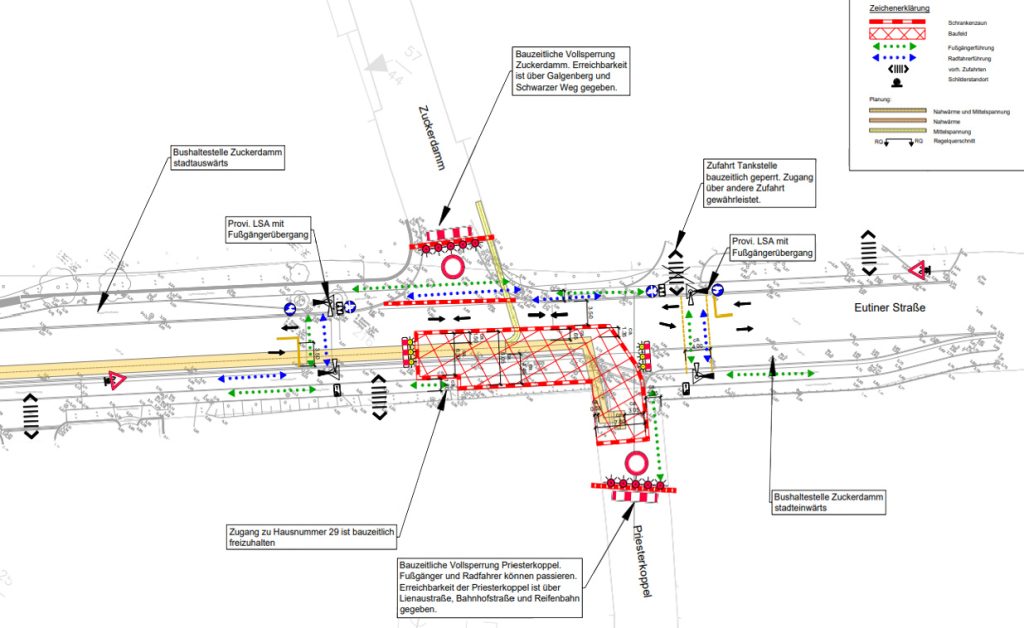Bauphase 1 Baustelle Eutiner Str - Übersichtskarte, Stadtwerke Neustadt in Holstein