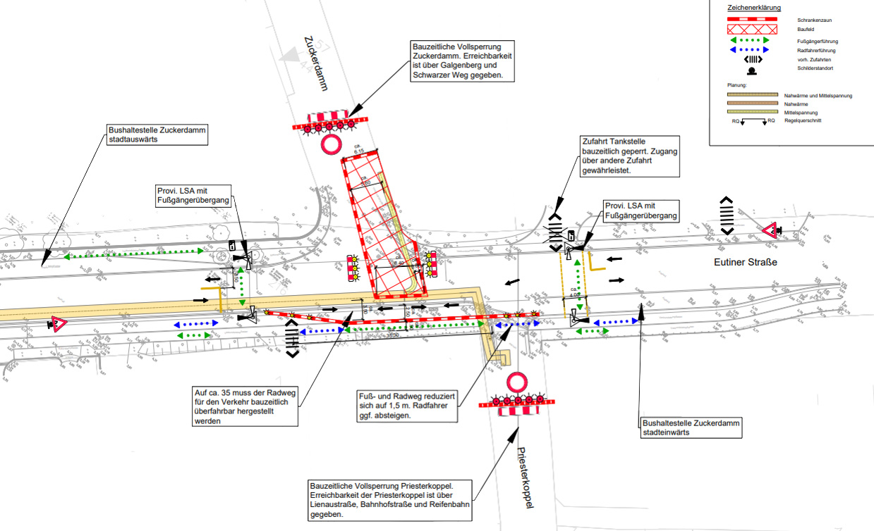Bauphase 2 Baustelle Eutiner Str - Übersichtskarte, Stadtwerke Neustadt in Holstein