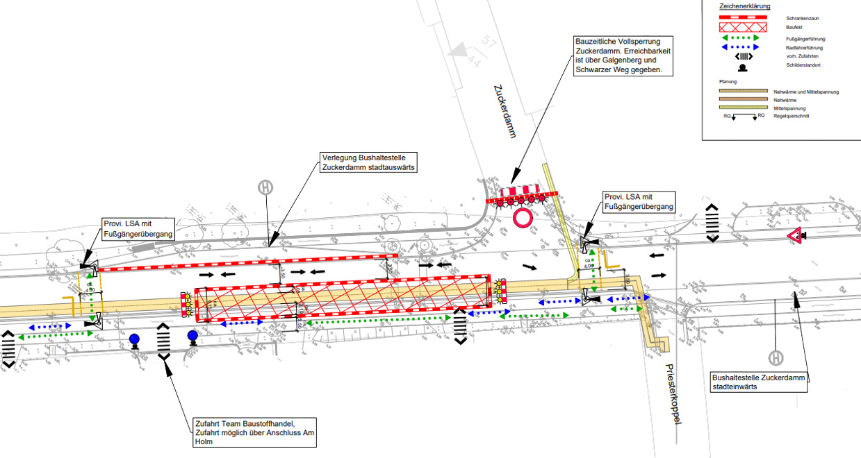 Bauphase 3 Baustelle Eutiner Str - Übersichtskarte, Stadtwerke Neustadt in Holstein
