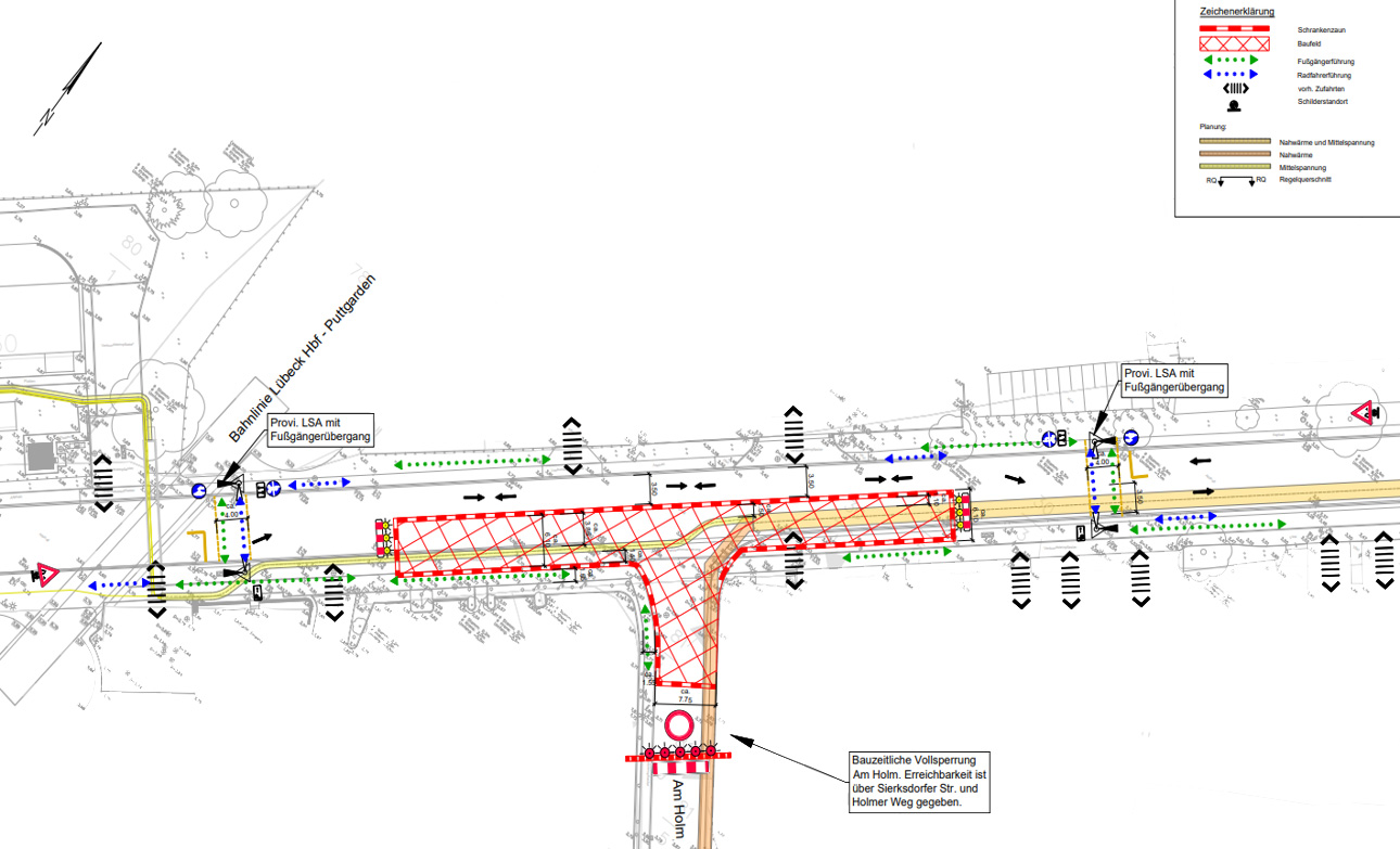 Bauphase 6 Baustelle Eutiner Str - Übersichtskarte, Stadtwerke Neustadt in Holstein