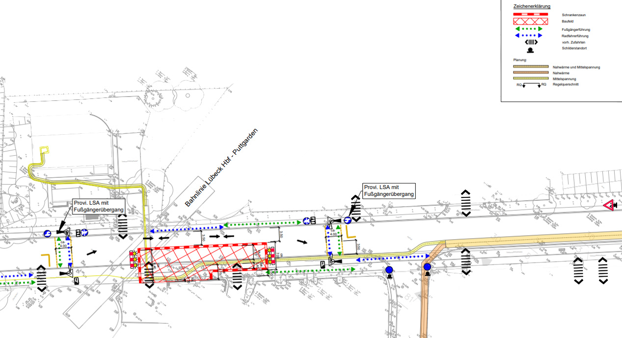 Bauphase 7 Baustelle Eutiner Str - Übersichtskarte, Stadtwerke Neustadt in Holstein